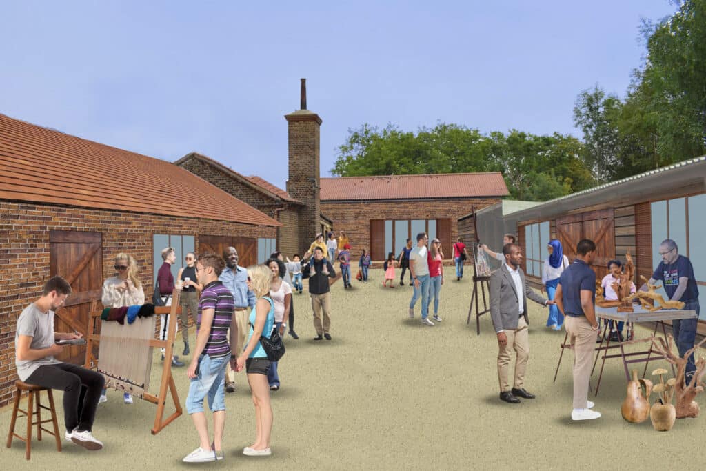 artist impression of studios at Hainault Forest