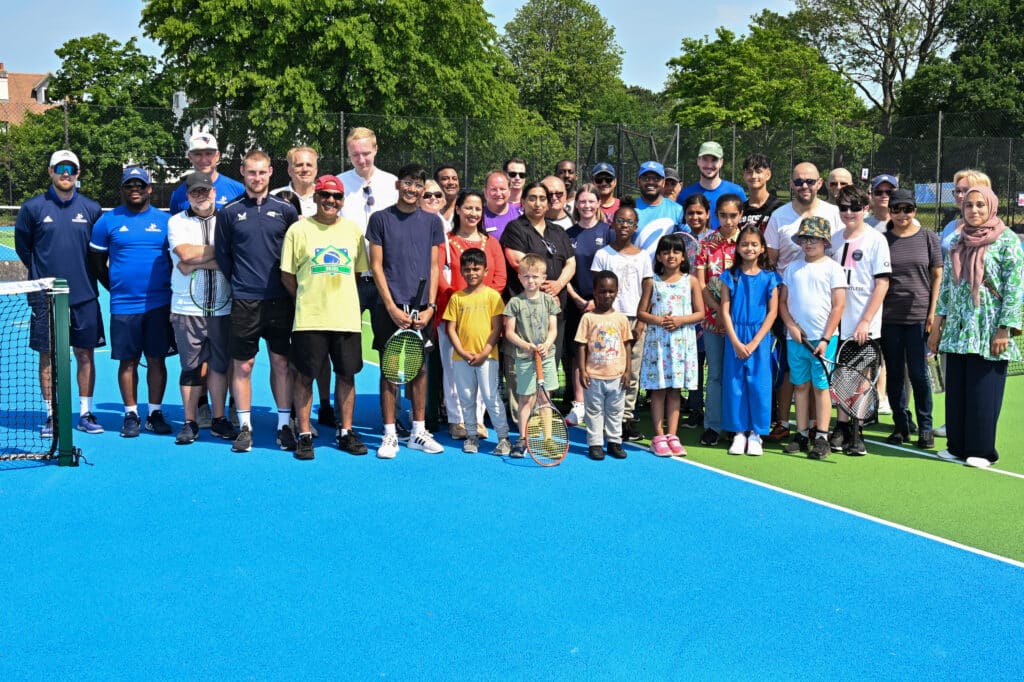 Various Redbridge residents getting involved during our Tennis Launch at Valentines Park